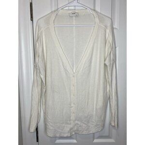 Joah Brown Women's Long Sleeve Deep V Neck Cardigan Sweater Cream One Size